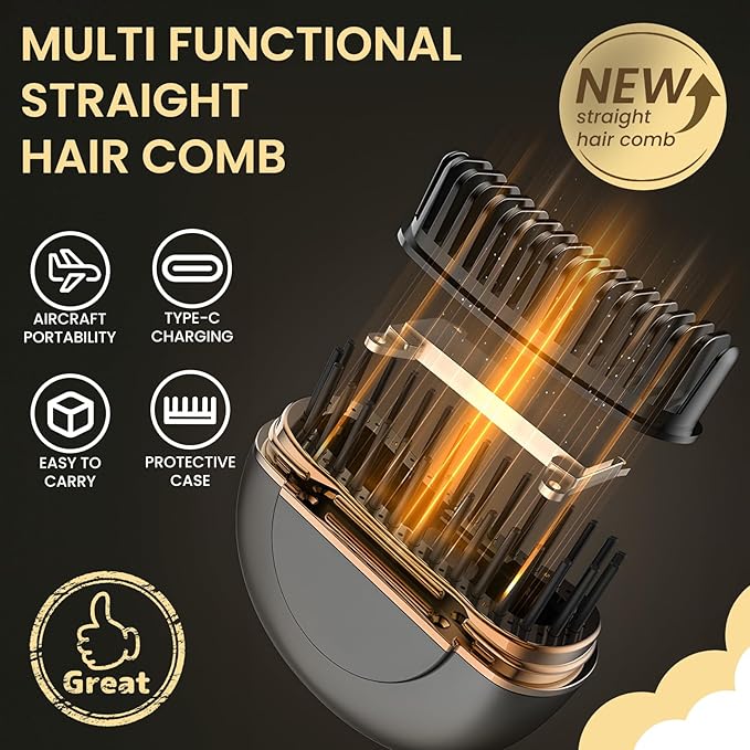 Cordless Hair Straightener Brush Heating Comb