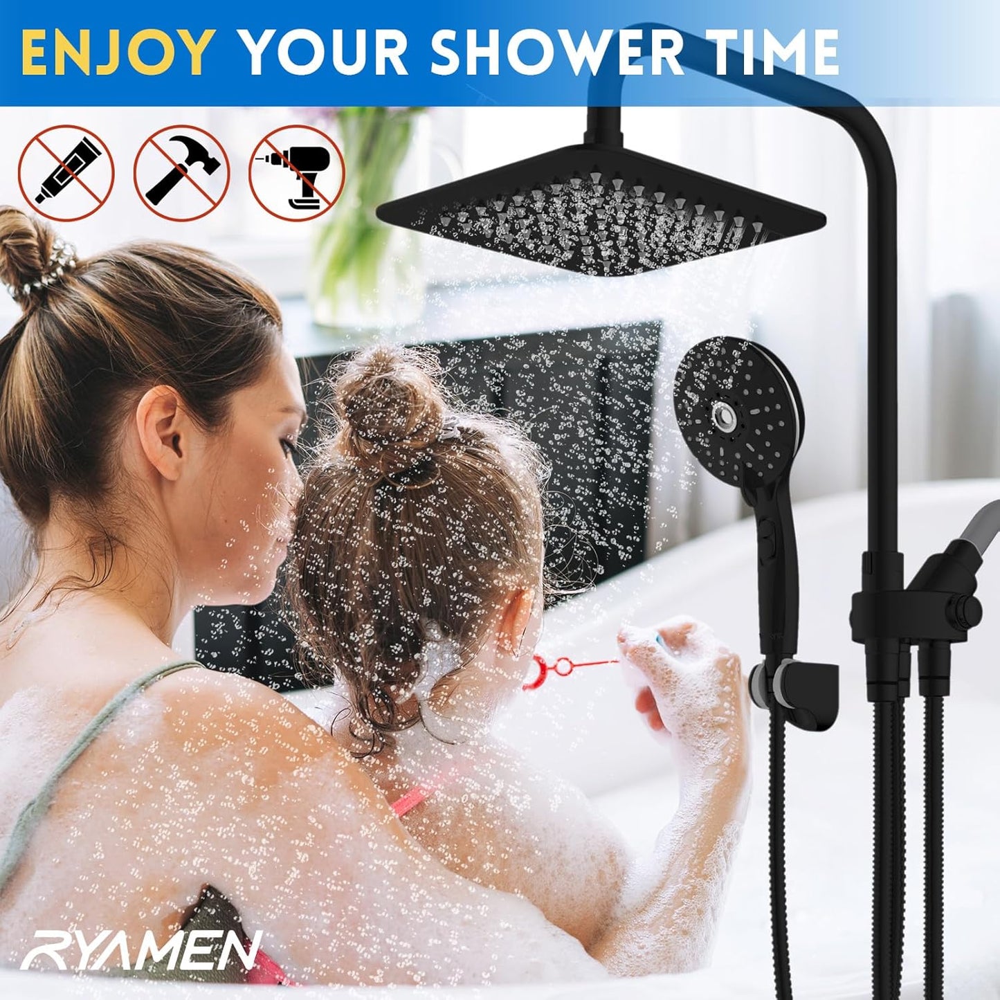Rain Shower Head with Handheld Spray