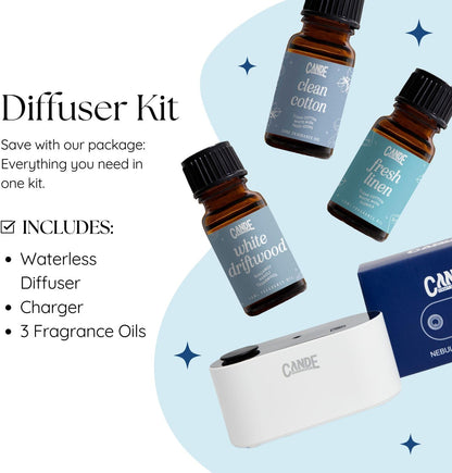 Rechargeable Diffuser for Aromatherapy - Includes 3 Fragrance Oils