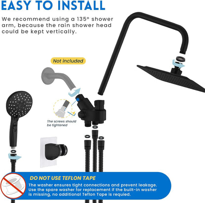 Rain Shower Head with Handheld Spray