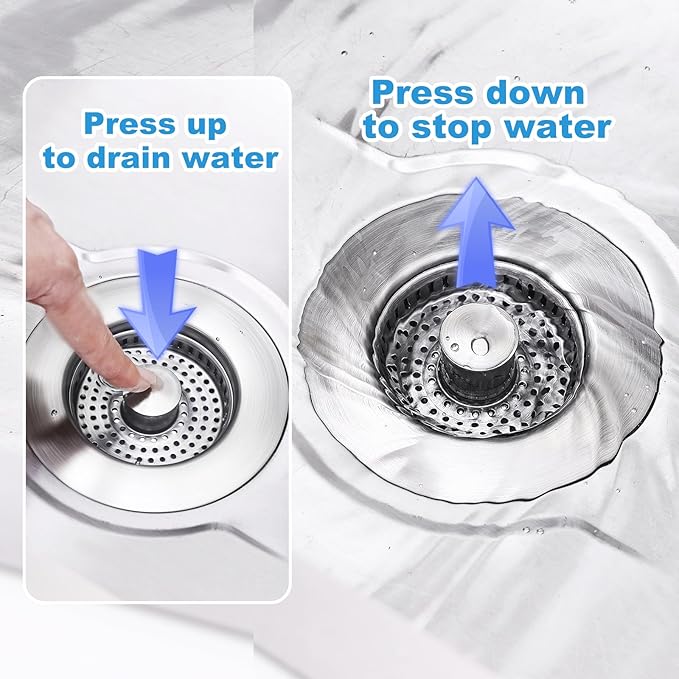 3-in-1 Kitchen Sink Drain Strainer & Stopper with Basket