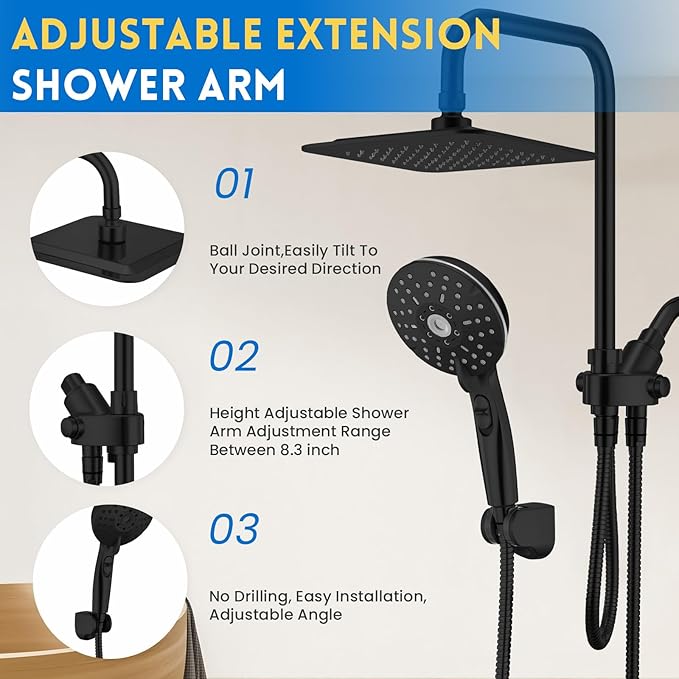 Rain Shower Head with Handheld Spray