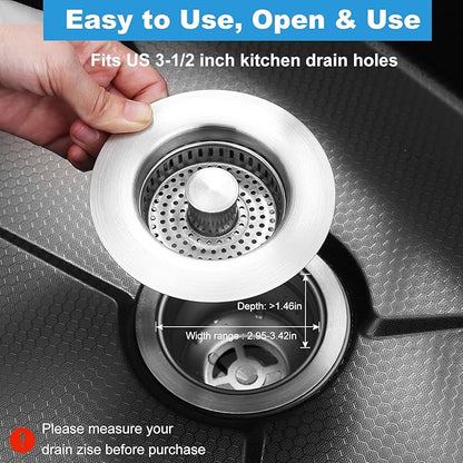 3-in-1 Kitchen Sink Drain Strainer & Stopper with Basket
