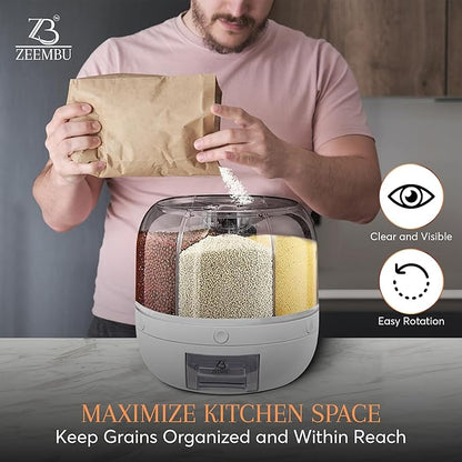 8 Quarts Rotating 360° Grain and Rice Dispenser