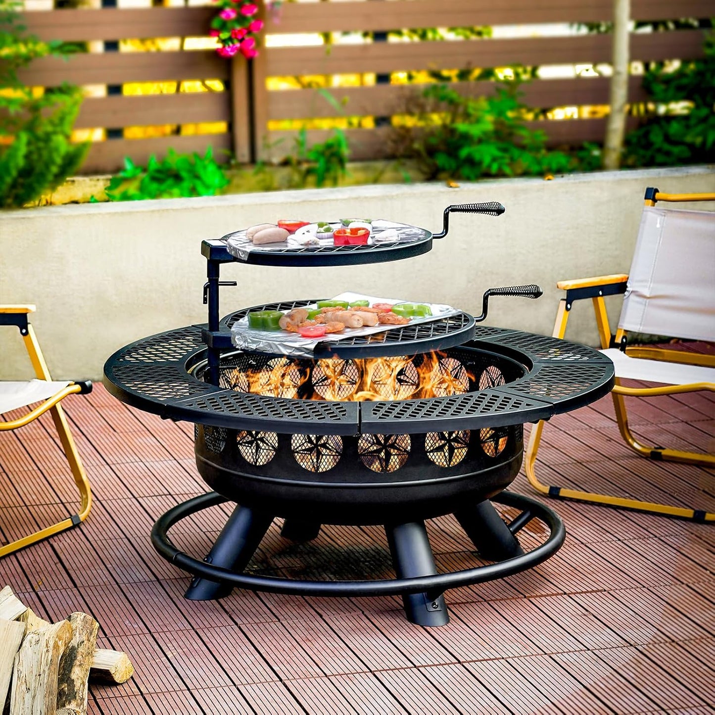 Fire Pit with 2 Cooking Grills