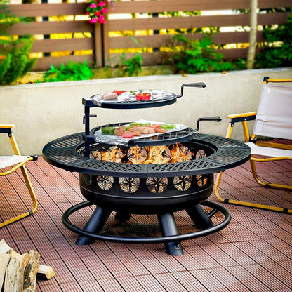 Fire Pit with 2 Cooking Grills