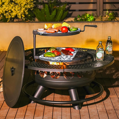 Fire Pit with 2 Cooking Grills